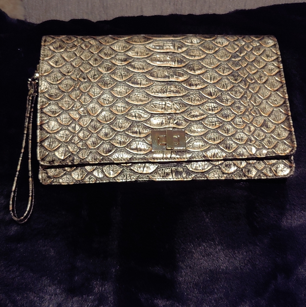 Brahmin Gold/Black Wristlet Clutch